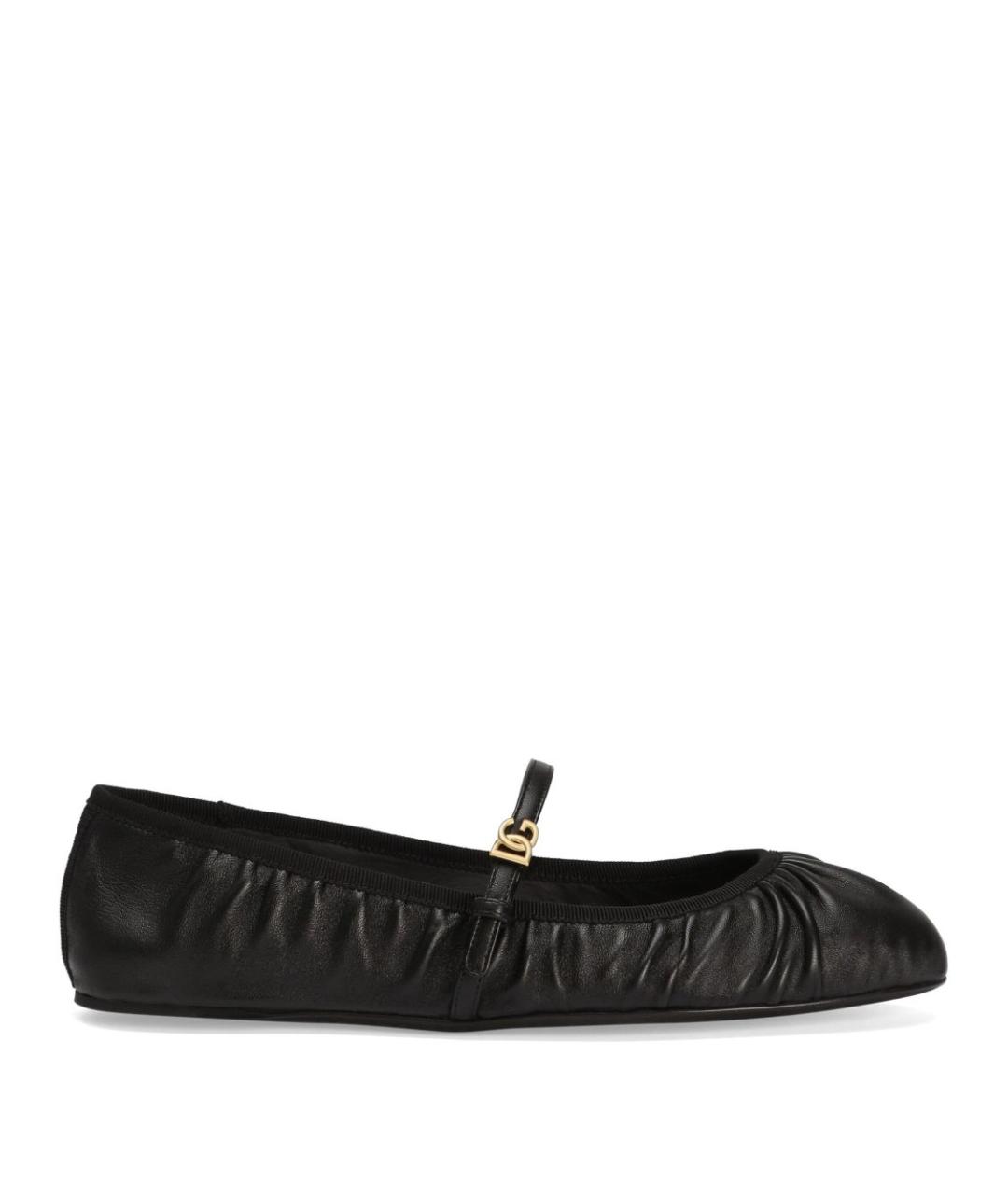 DOLCE&GABBANA Черные кожаные балетки, фото 1