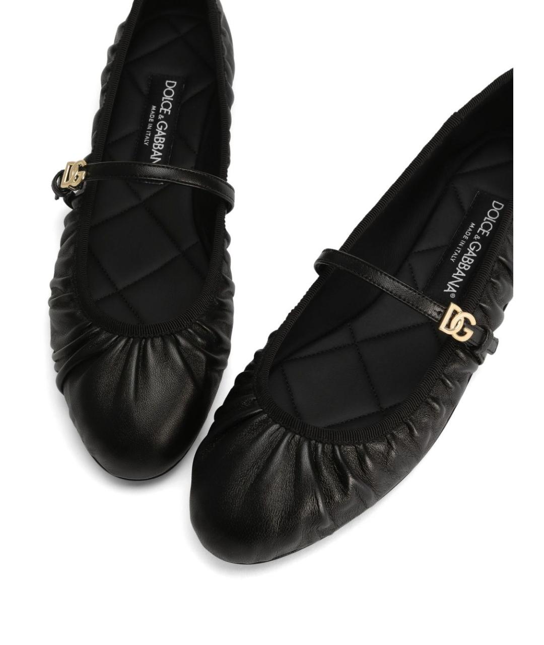 DOLCE&GABBANA Черные кожаные балетки, фото 3