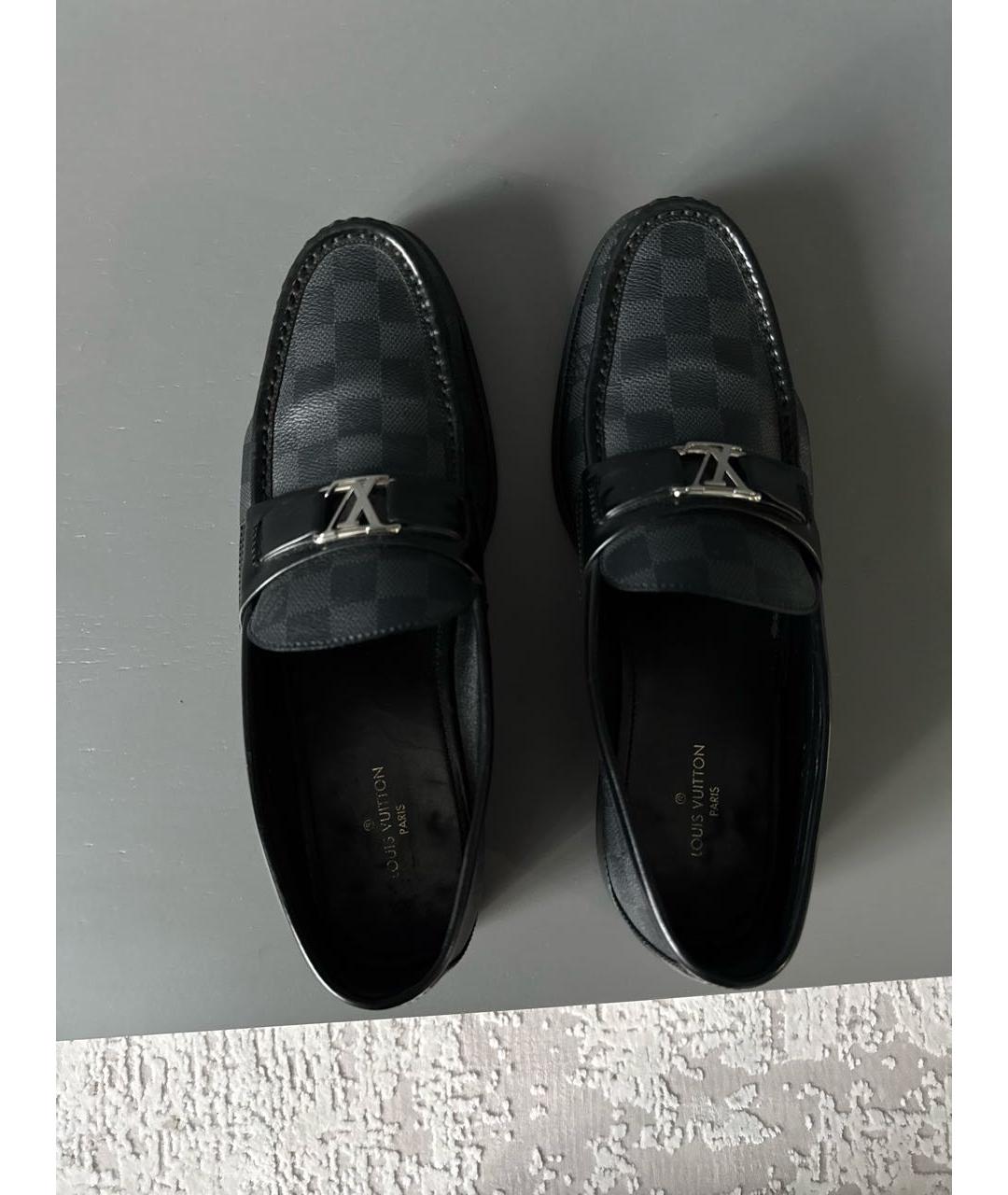 LOUIS VUITTON Антрацитовые кожаные мокасины, фото 3