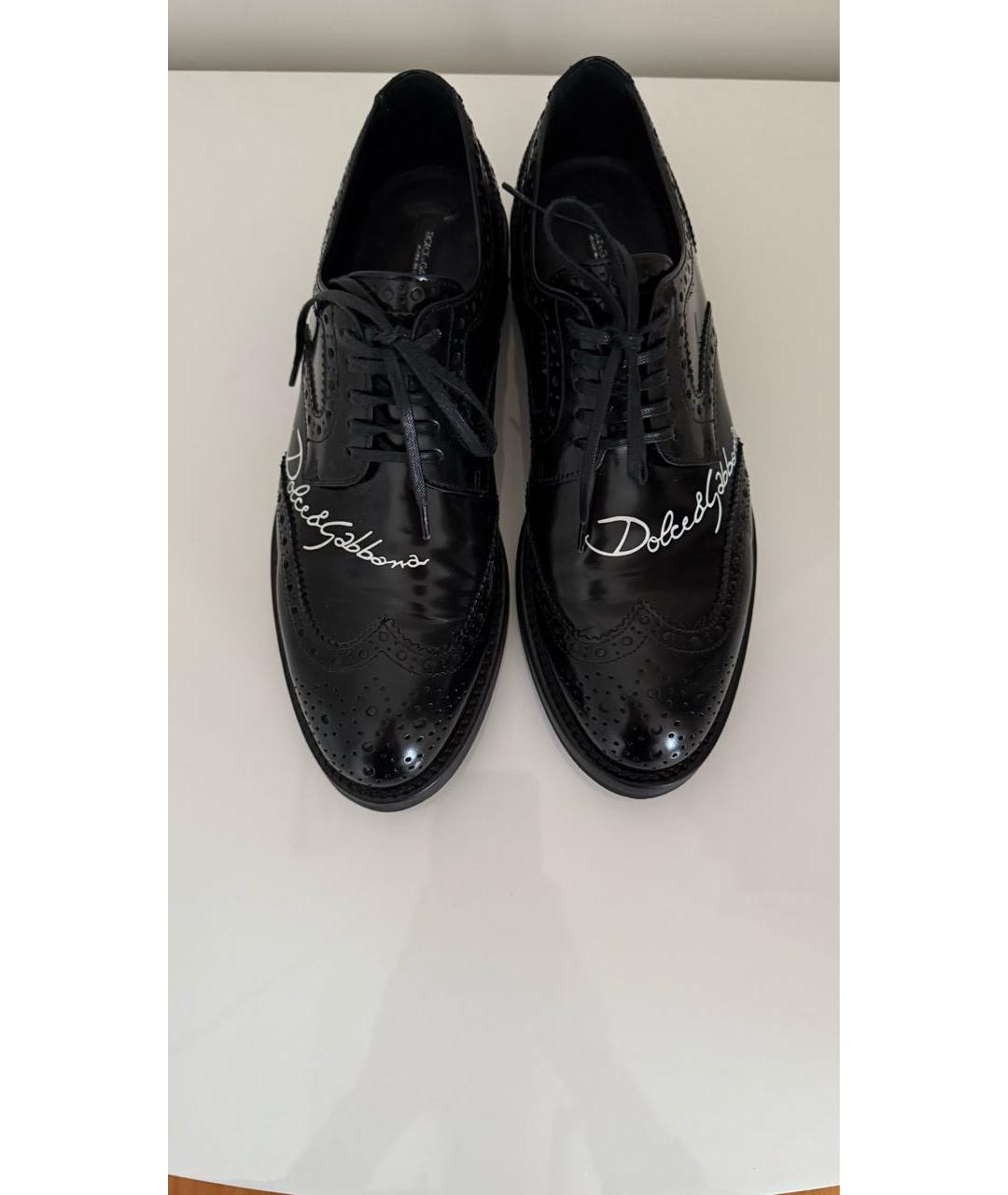 DOLCE&GABBANA Черные кожаные брогги и оксфорды, фото 2