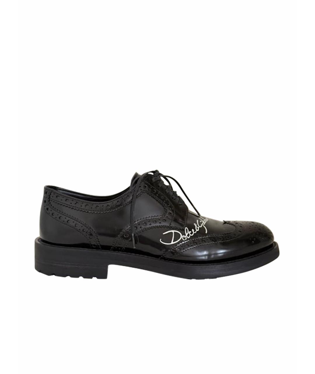 DOLCE&GABBANA Черные кожаные брогги и оксфорды, фото 1
