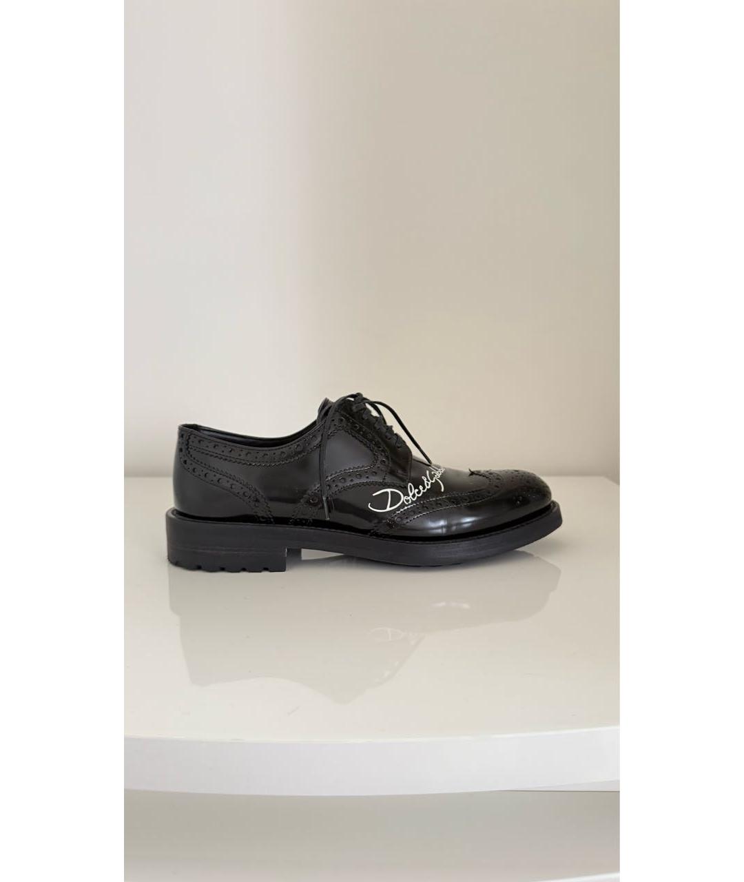 DOLCE&GABBANA Черные кожаные брогги и оксфорды, фото 6