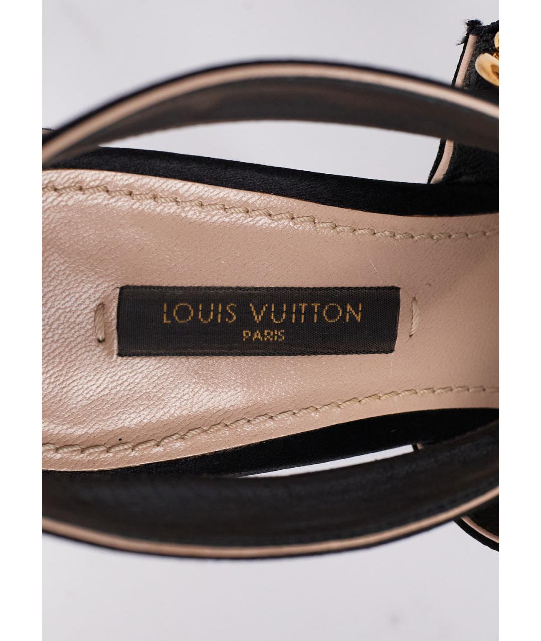 LOUIS VUITTON Черные текстильные босоножки, фото 5