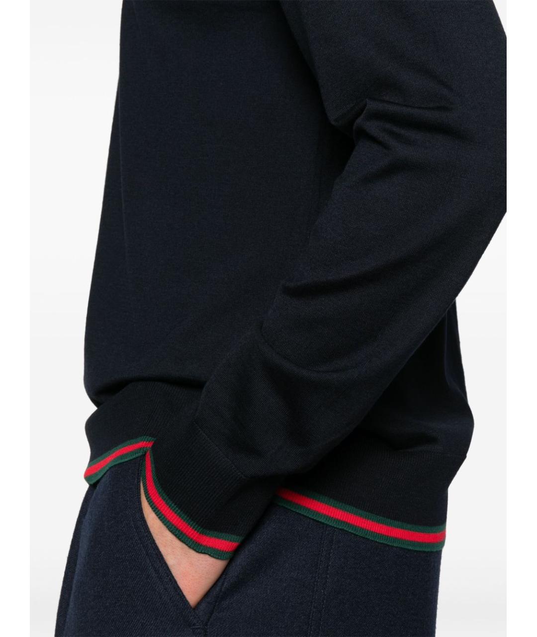 GUCCI Темно-синий шерстяной джемпер / свитер, фото 4