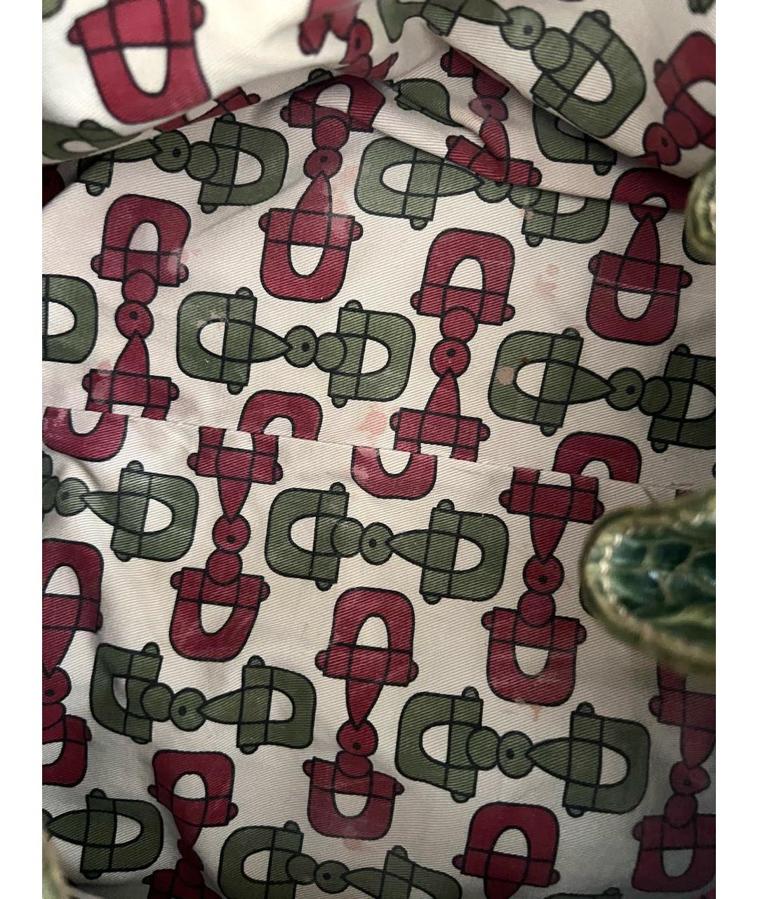 GUCCI Зеленая сумка с короткими ручками из экзотической кожи, фото 6