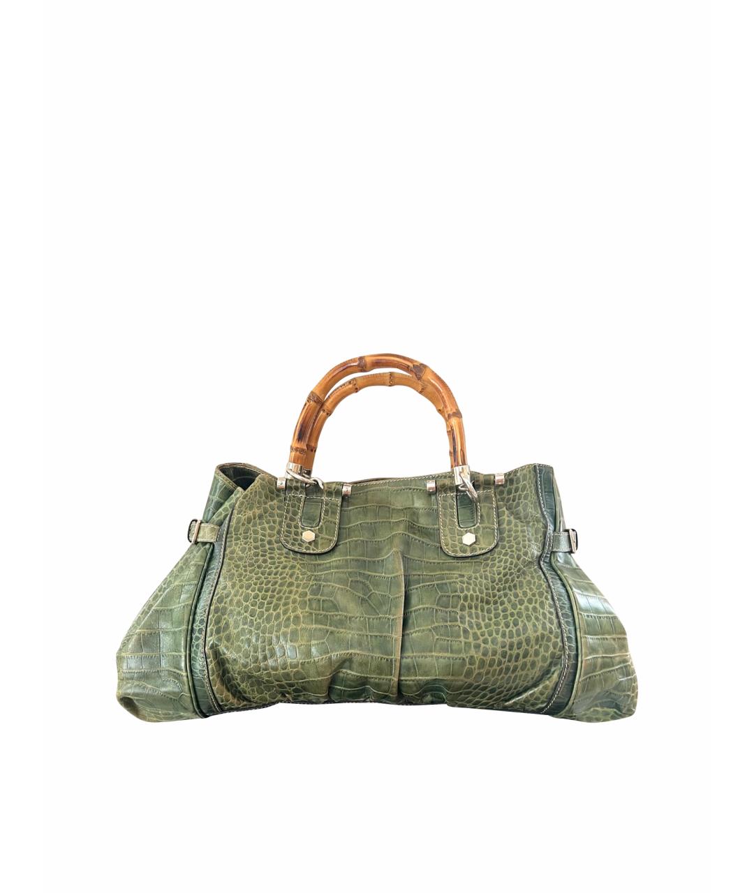 GUCCI Зеленая сумка с короткими ручками из экзотической кожи, фото 1