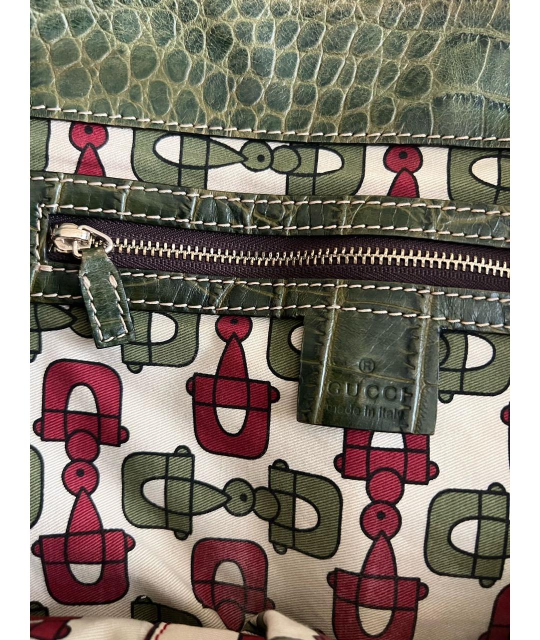 GUCCI Зеленая сумка с короткими ручками из экзотической кожи, фото 7