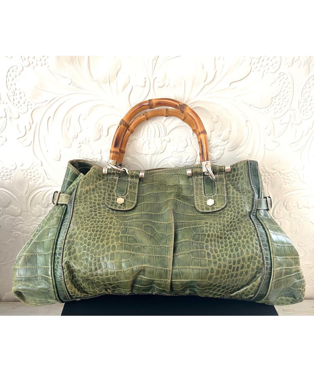 GUCCI Зеленая сумка с короткими ручками из экзотической кожи, фото 3