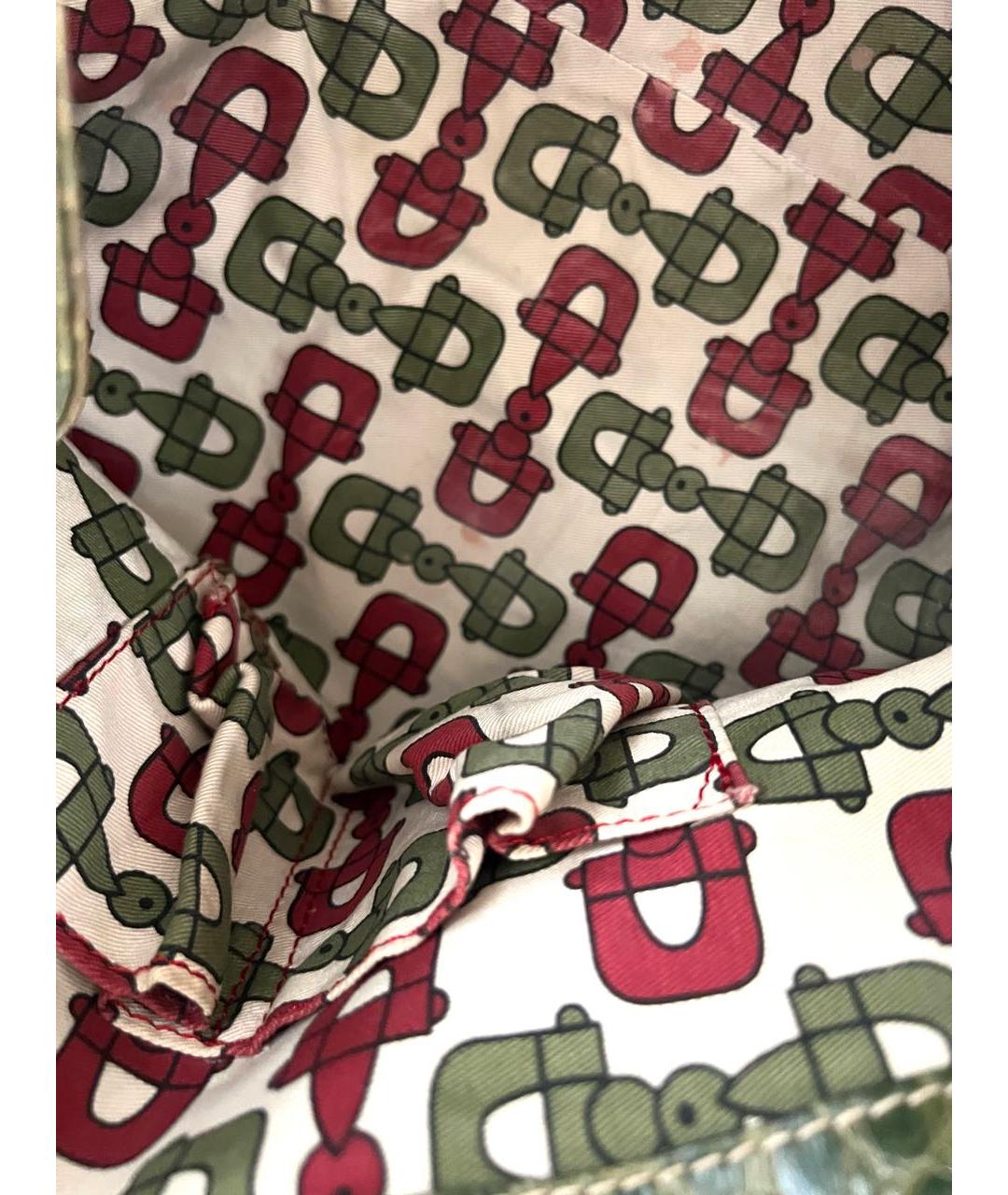 GUCCI Зеленая сумка с короткими ручками из экзотической кожи, фото 5