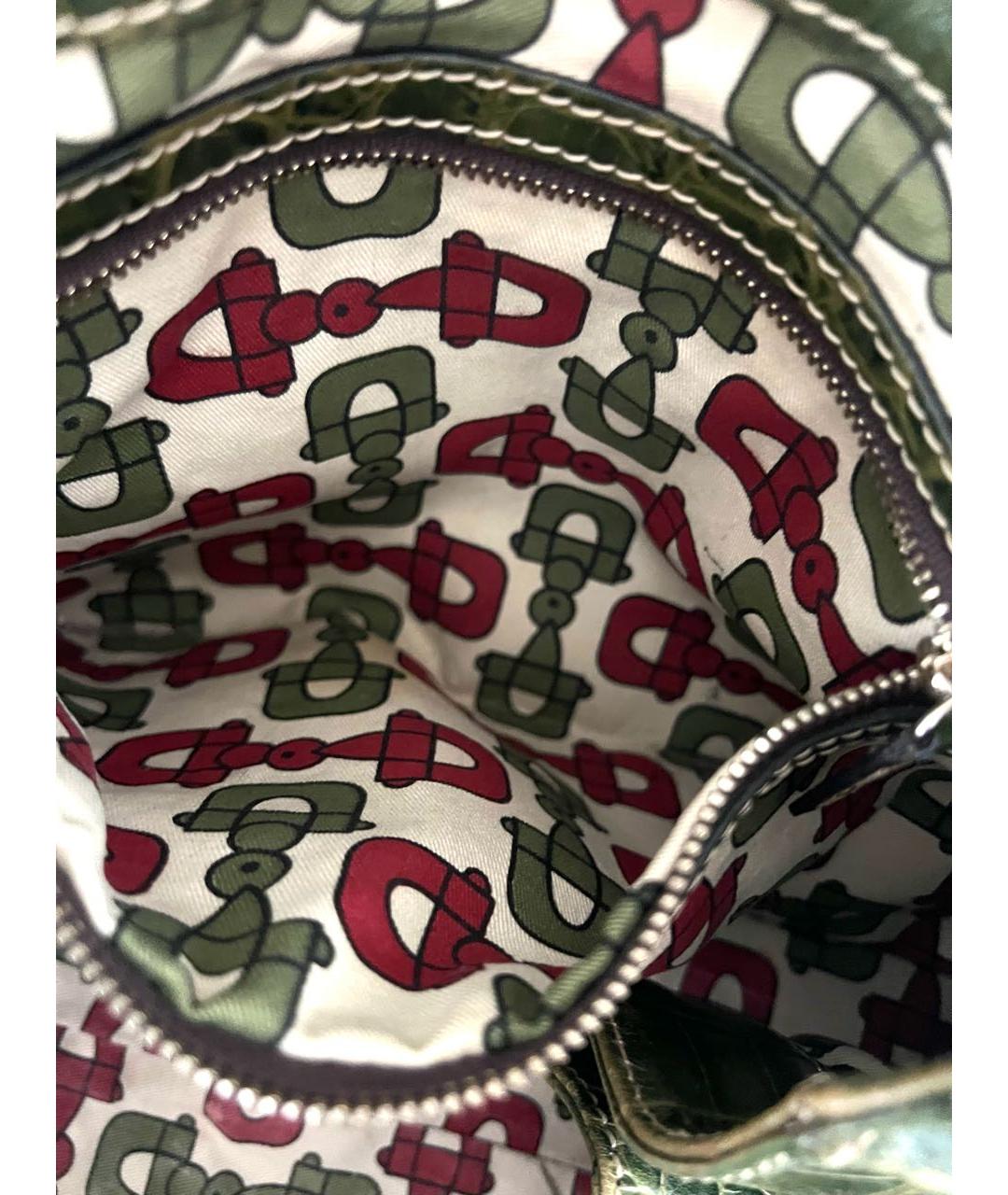 GUCCI Зеленая сумка с короткими ручками из экзотической кожи, фото 4