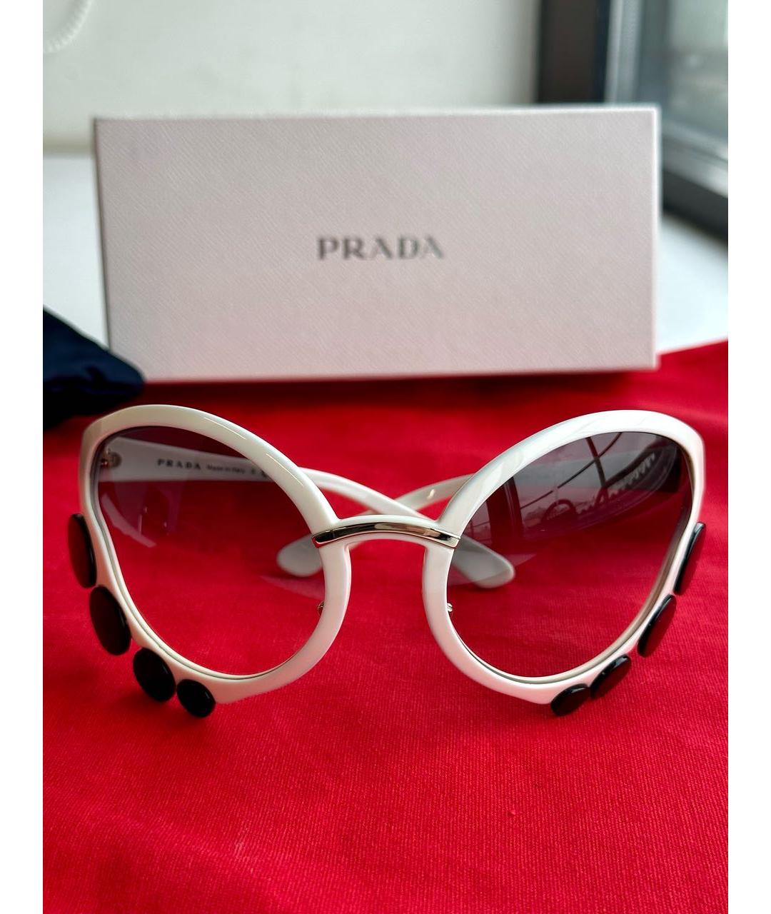 PRADA Белые пластиковые солнцезащитные очки, фото 9
