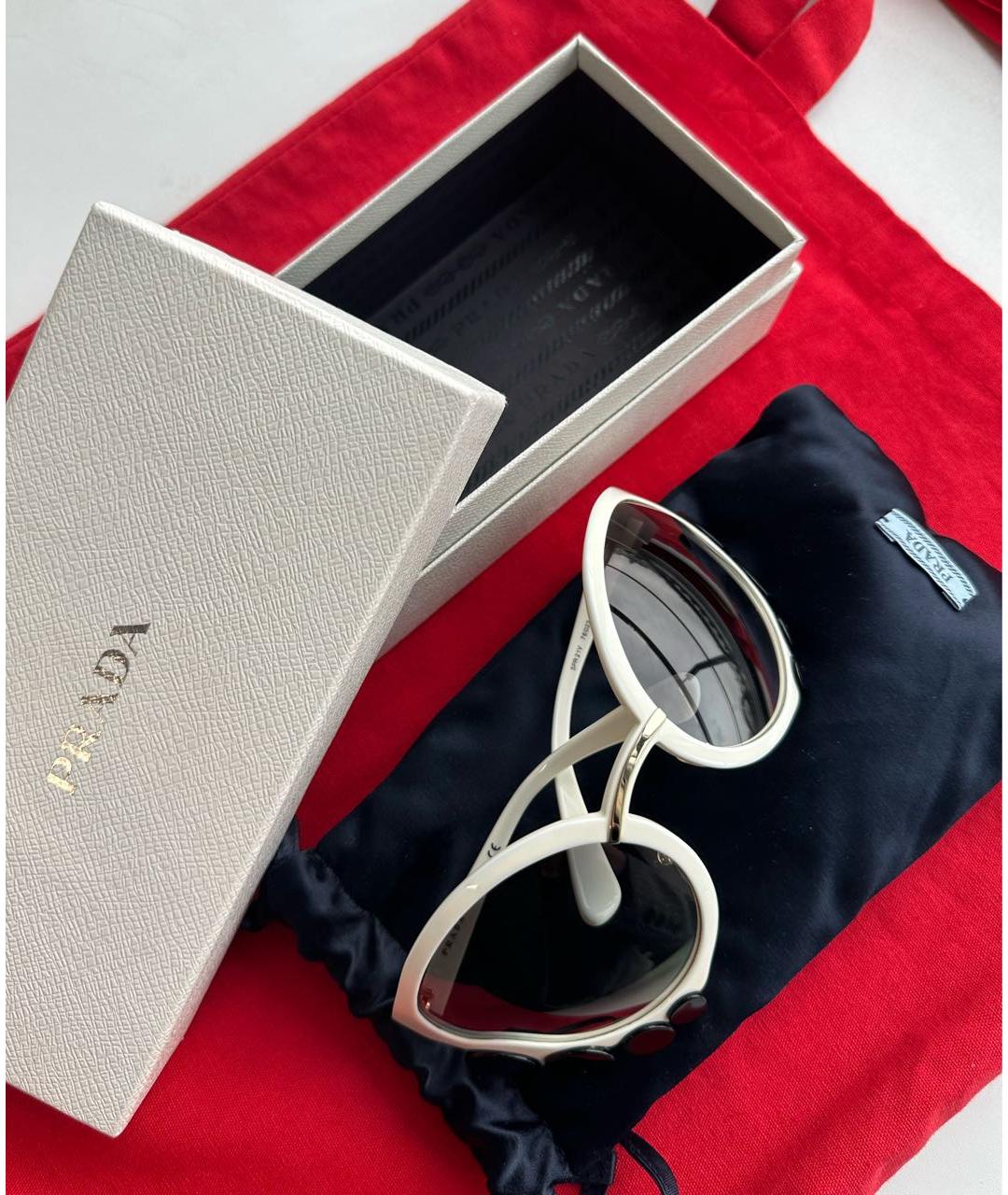 PRADA Белые пластиковые солнцезащитные очки, фото 4