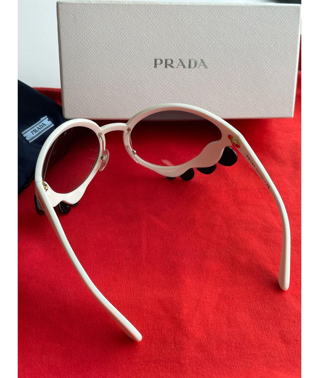 PRADA Белые пластиковые солнцезащитные очки, фото 7