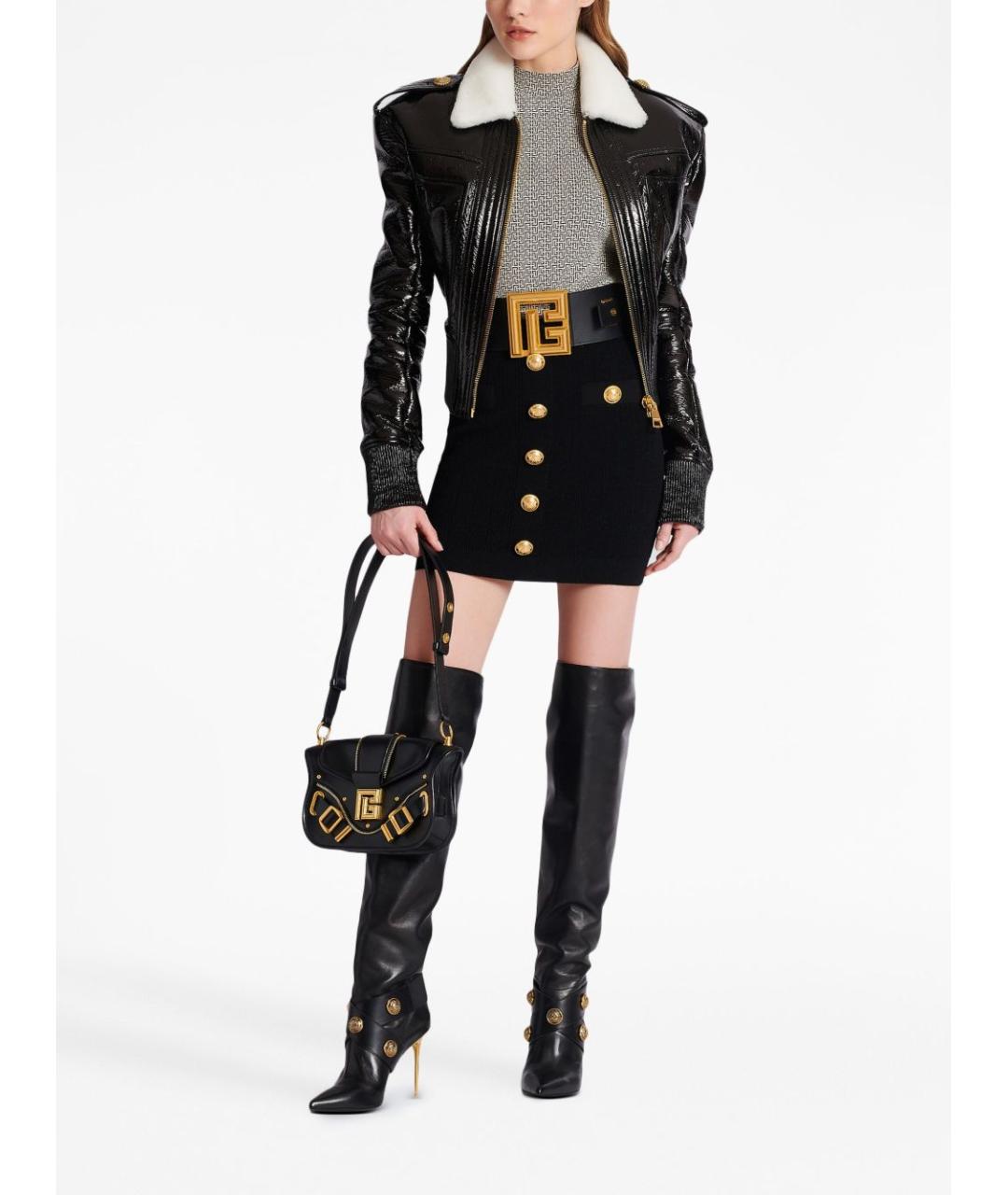 BALMAIN Черная полиэстеровая юбка мини, фото 4