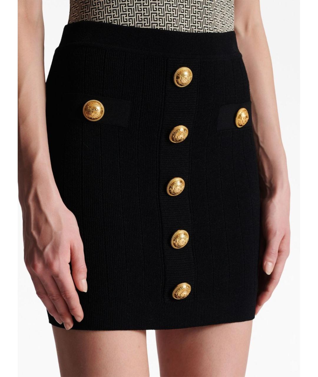 BALMAIN Черная полиэстеровая юбка мини, фото 3