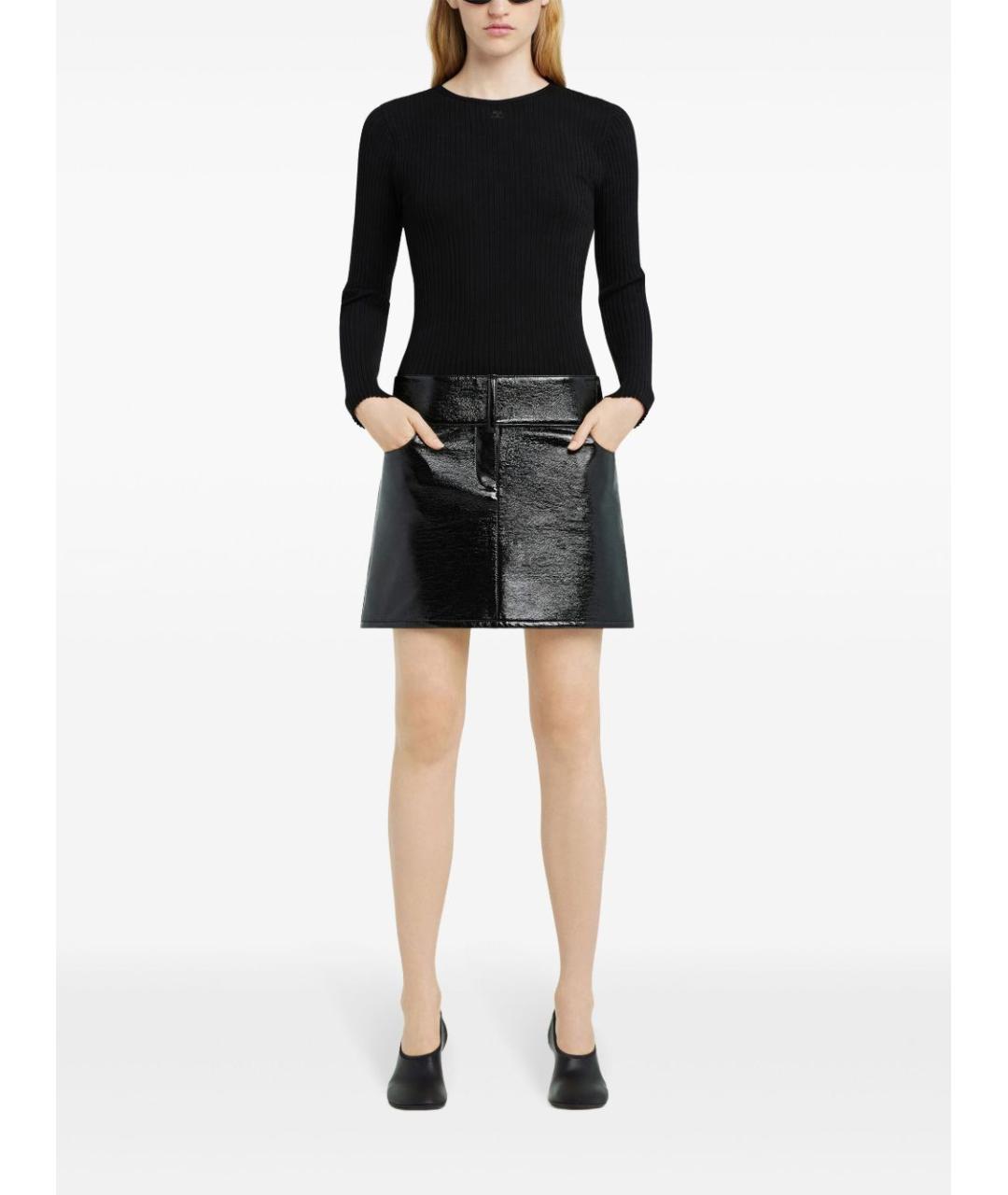 COURREGES Черная хлопковая юбка мини, фото 4
