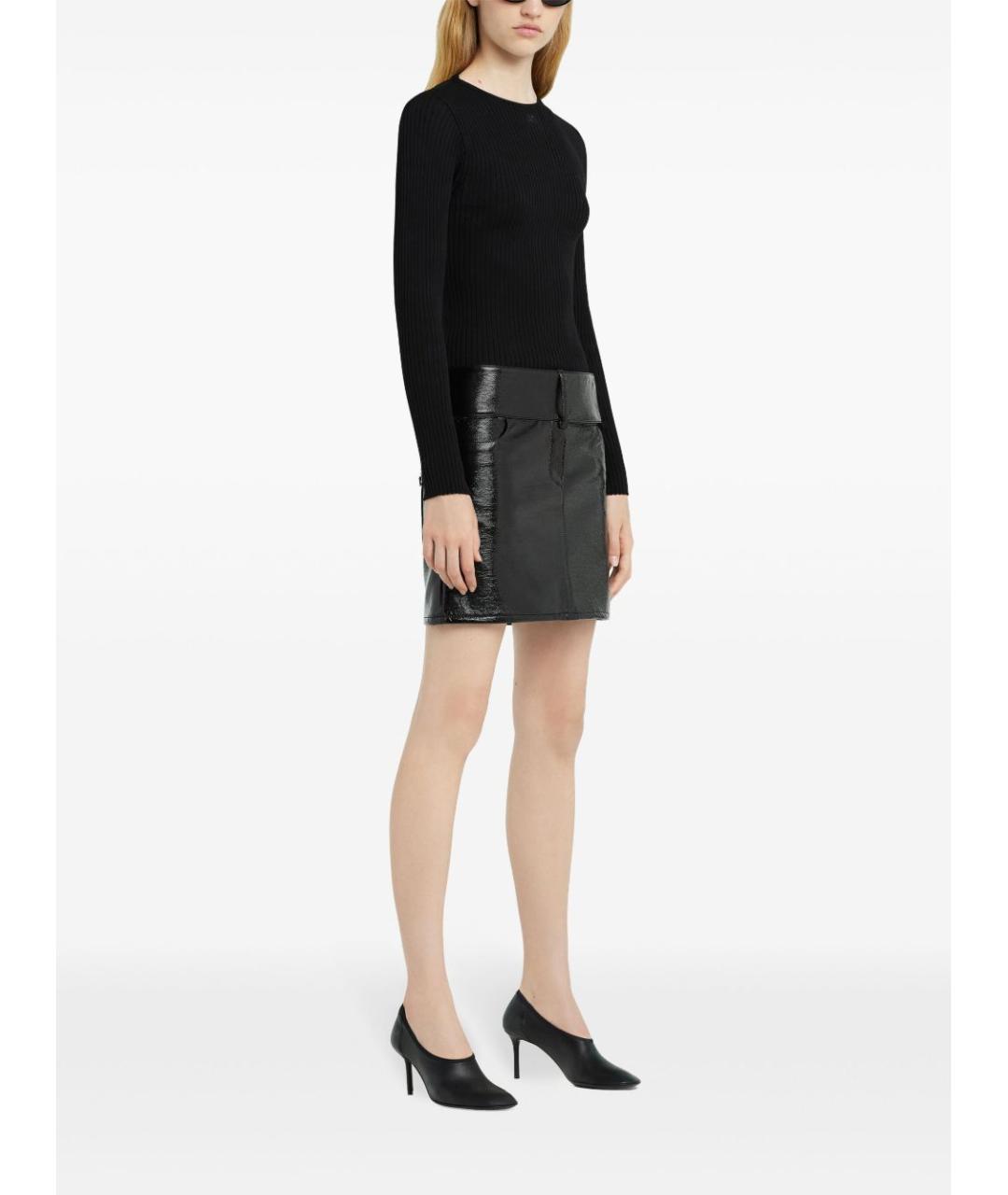 COURREGES Черная хлопковая юбка мини, фото 3