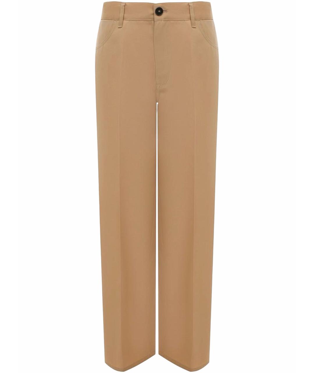 JIL SANDER Бежевые шерстяные прямые брюки, фото 1