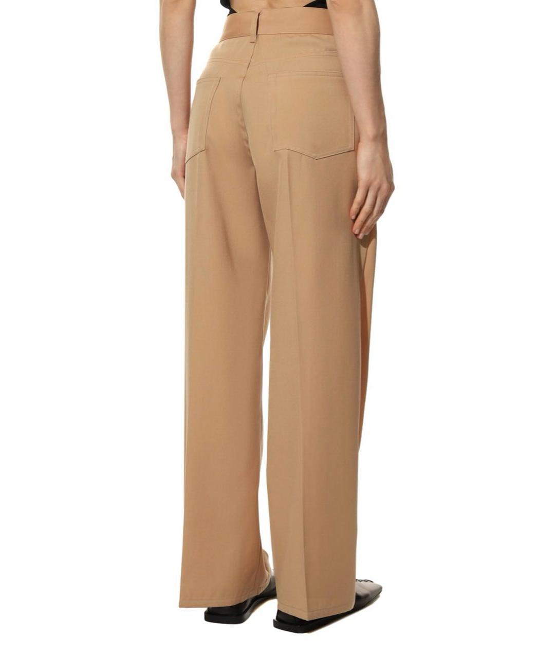 JIL SANDER Бежевые шерстяные прямые брюки, фото 4
