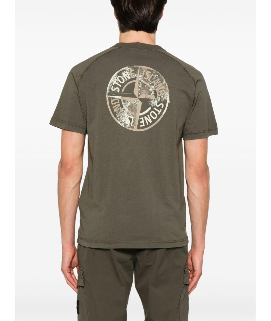 STONE ISLAND Зеленая хлопковая футболка, фото 2