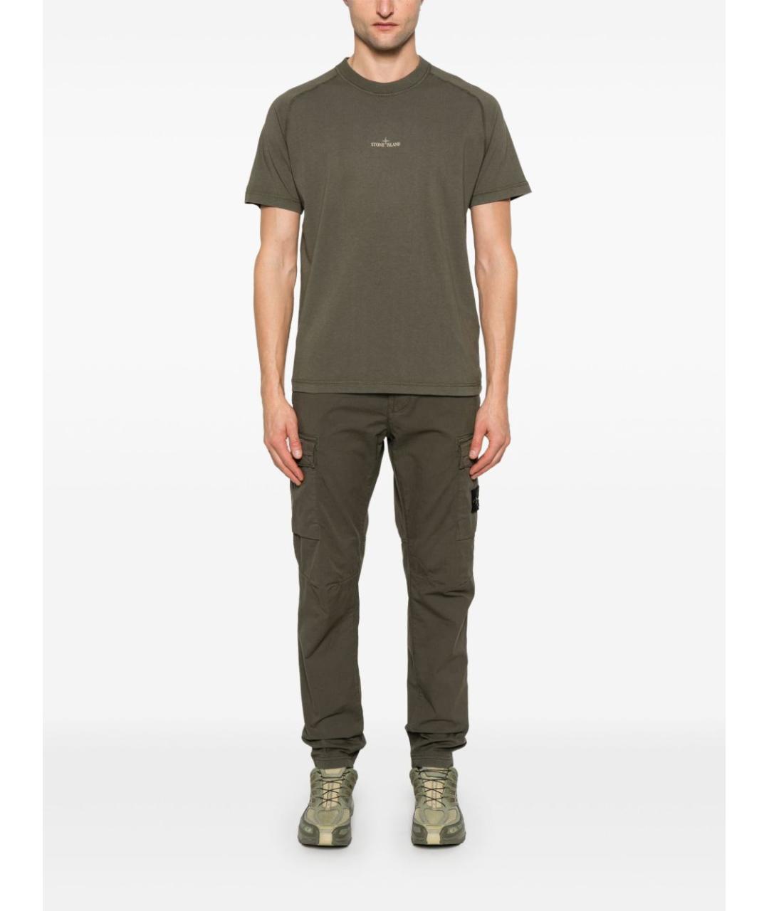 STONE ISLAND Зеленая хлопковая футболка, фото 4