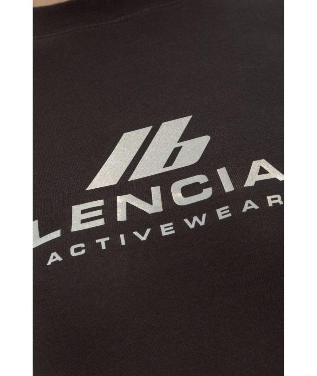 BALENCIAGA Черная хлопковая футболка, фото 2