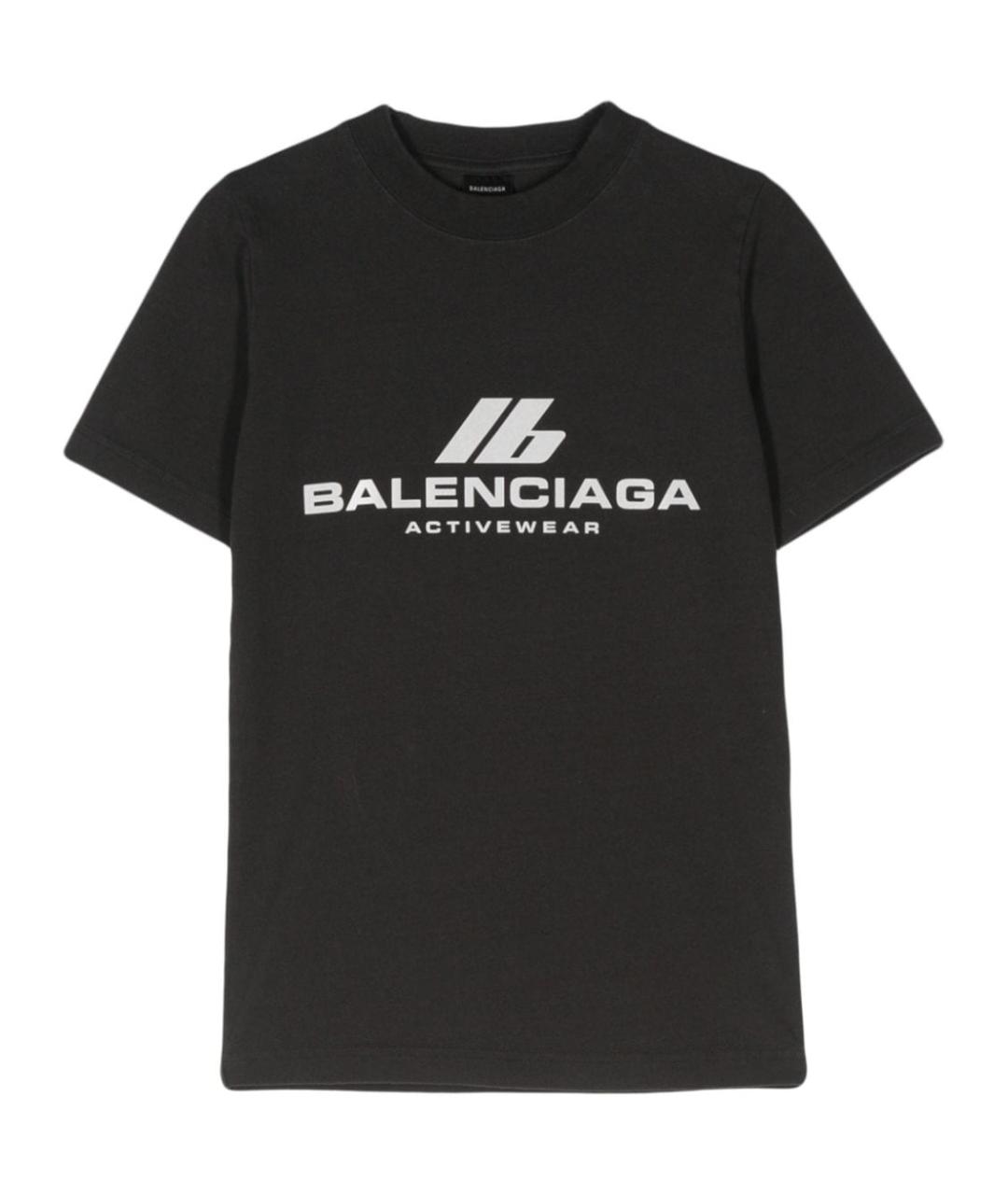 BALENCIAGA Черная хлопковая футболка, фото 1