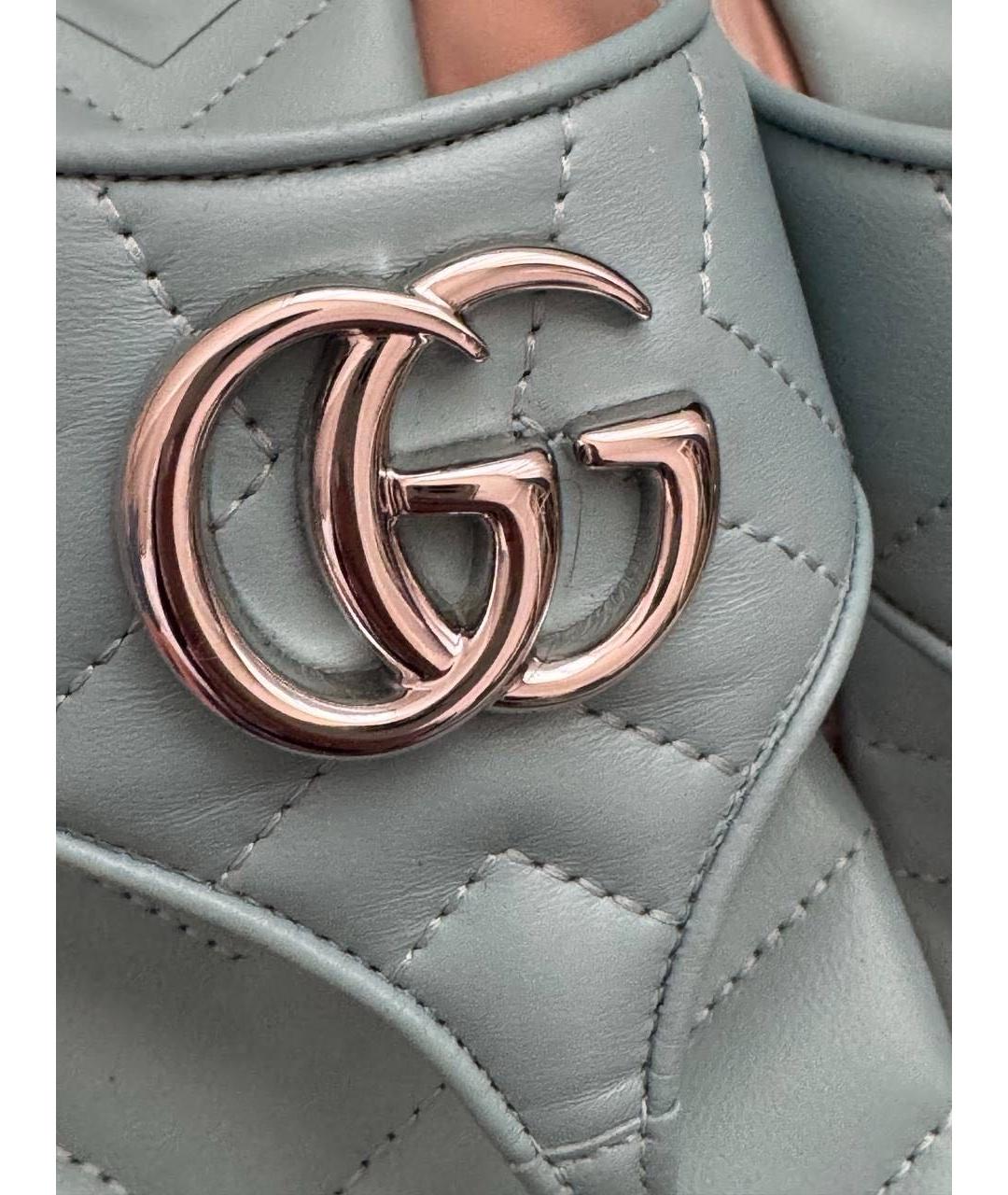 GUCCI Голубые кожаные шлепанцы, фото 3