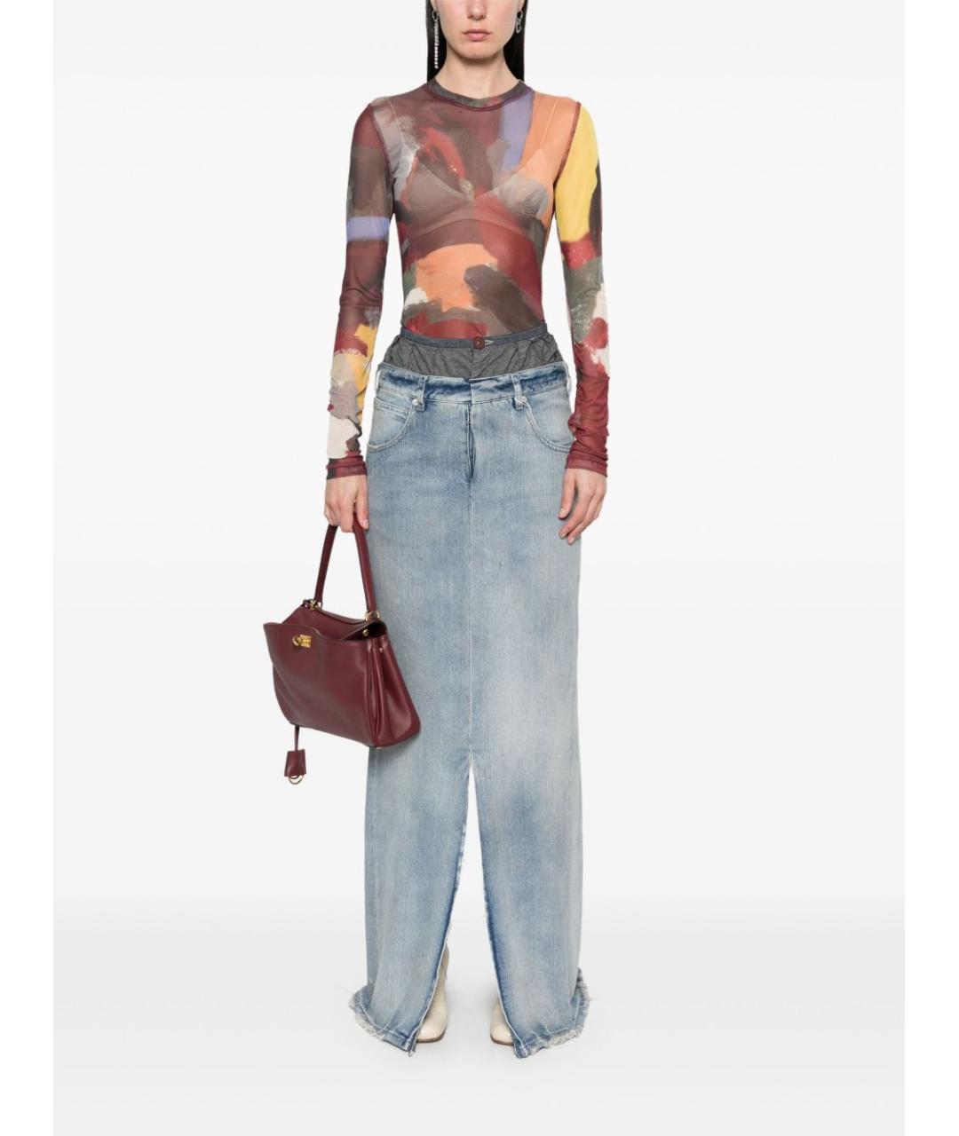 MAISON MARGIELA Голубая хлопковая юбка макси, фото 2
