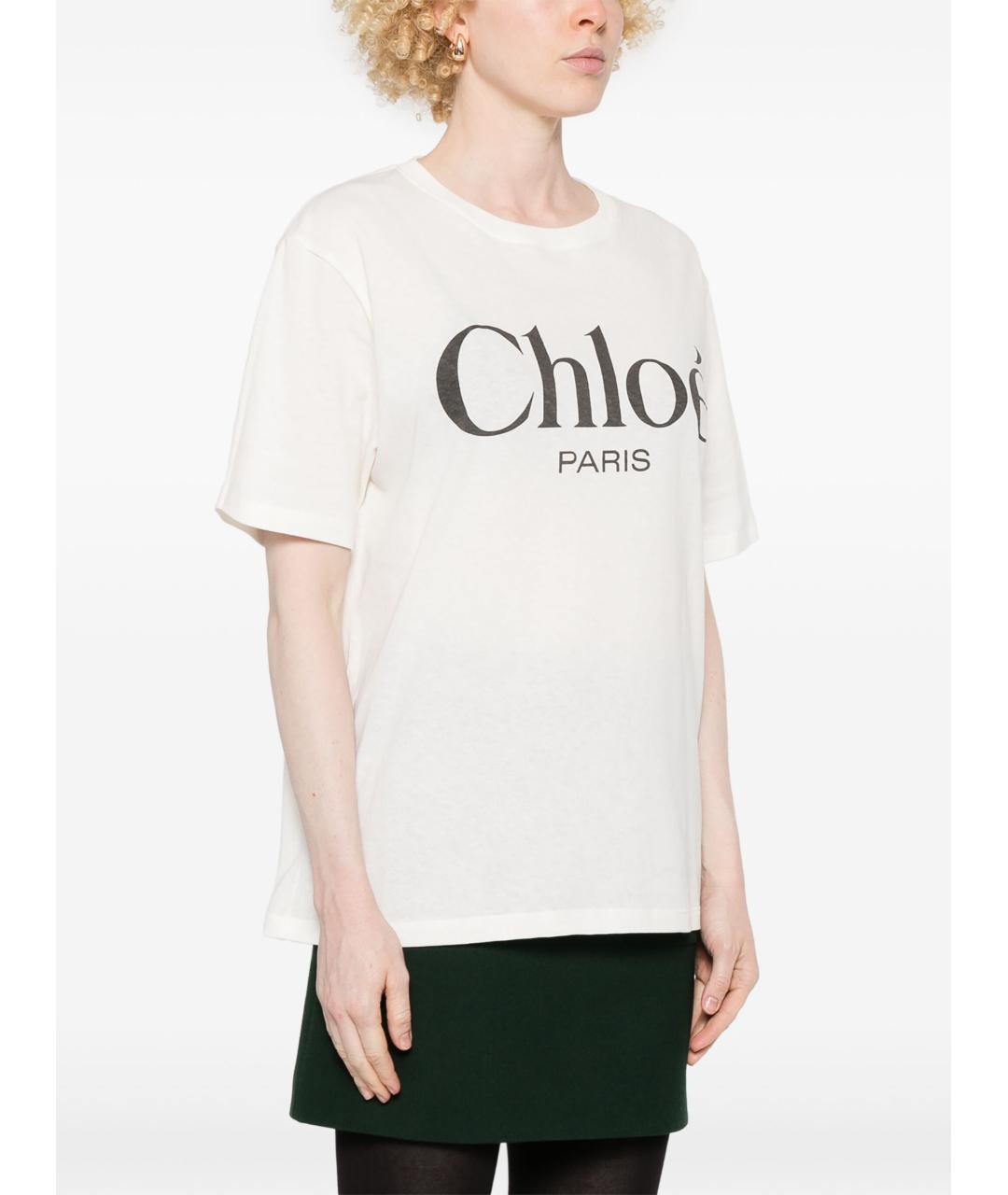CHLOE Белая хлопковая футболка, фото 3