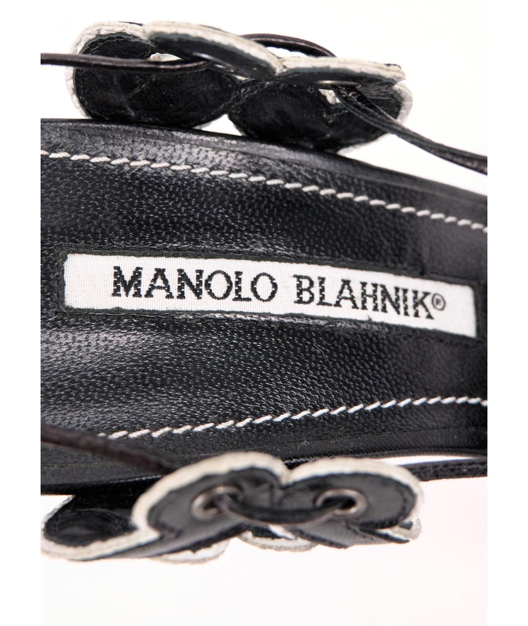 MANOLO BLAHNIK Черные кожаные босоножки, фото 5
