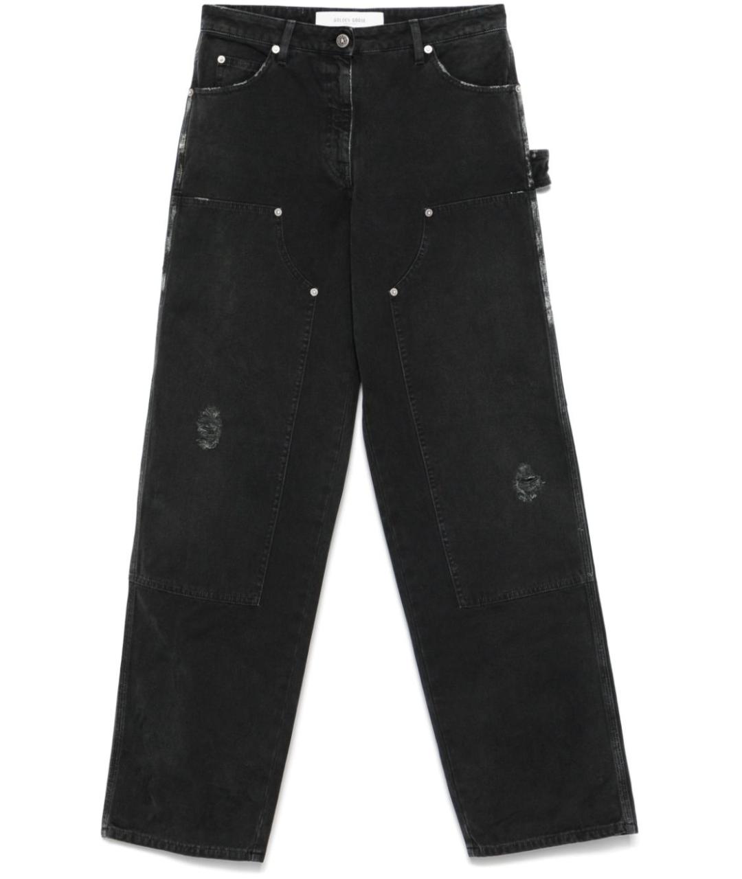 GOLDEN GOOSE DELUXE BRAND Черные полиэстеровые прямые брюки, фото 1