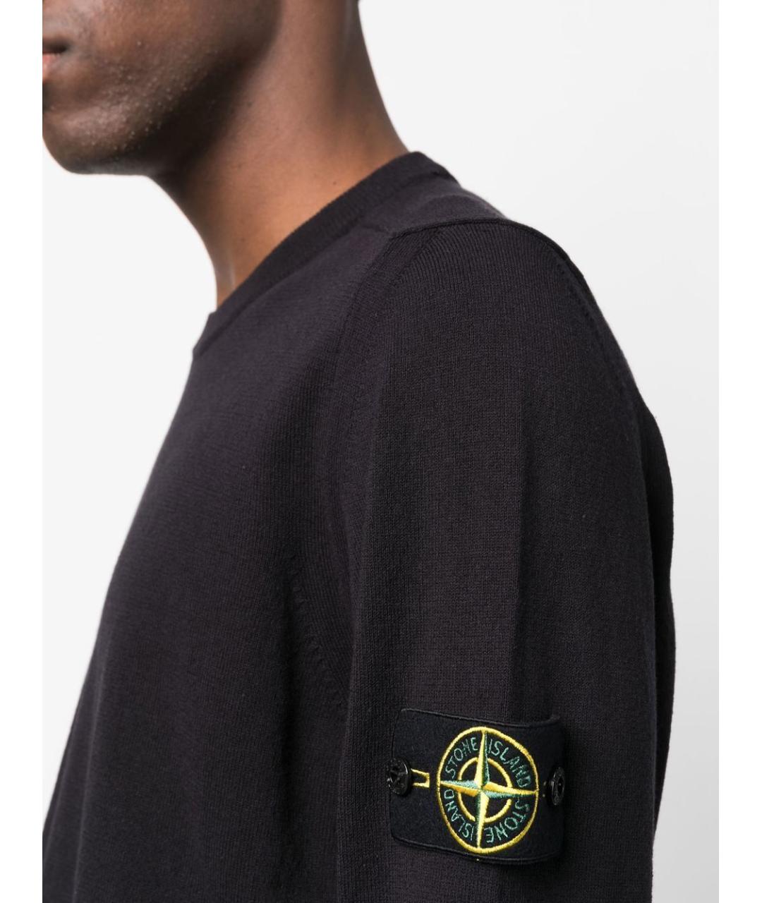 STONE ISLAND Темно-синий хлопковый джемпер / свитер, фото 5