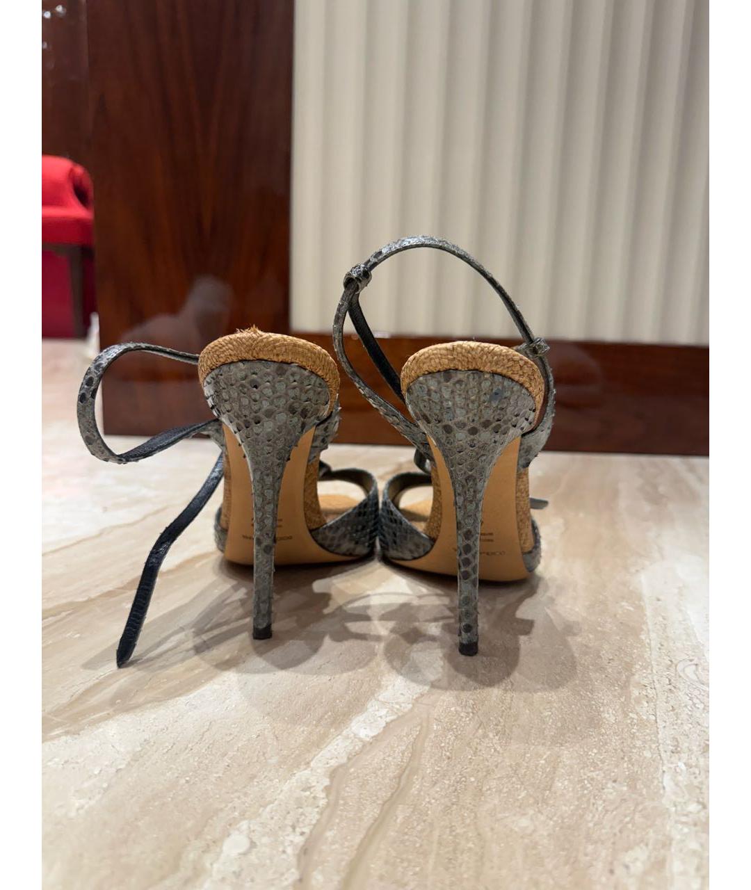 DOLCE&GABBANA Голубые босоножки из экзотической кожи, фото 4