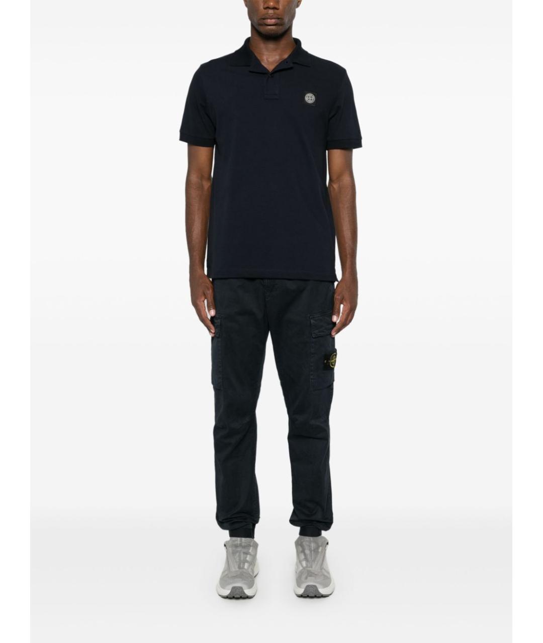 STONE ISLAND Темно-синяя хлопковая футболка, фото 5