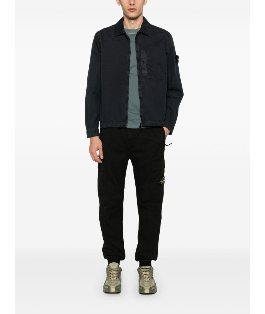STONE ISLAND Темно-синяя хлопковая куртка, фото 2