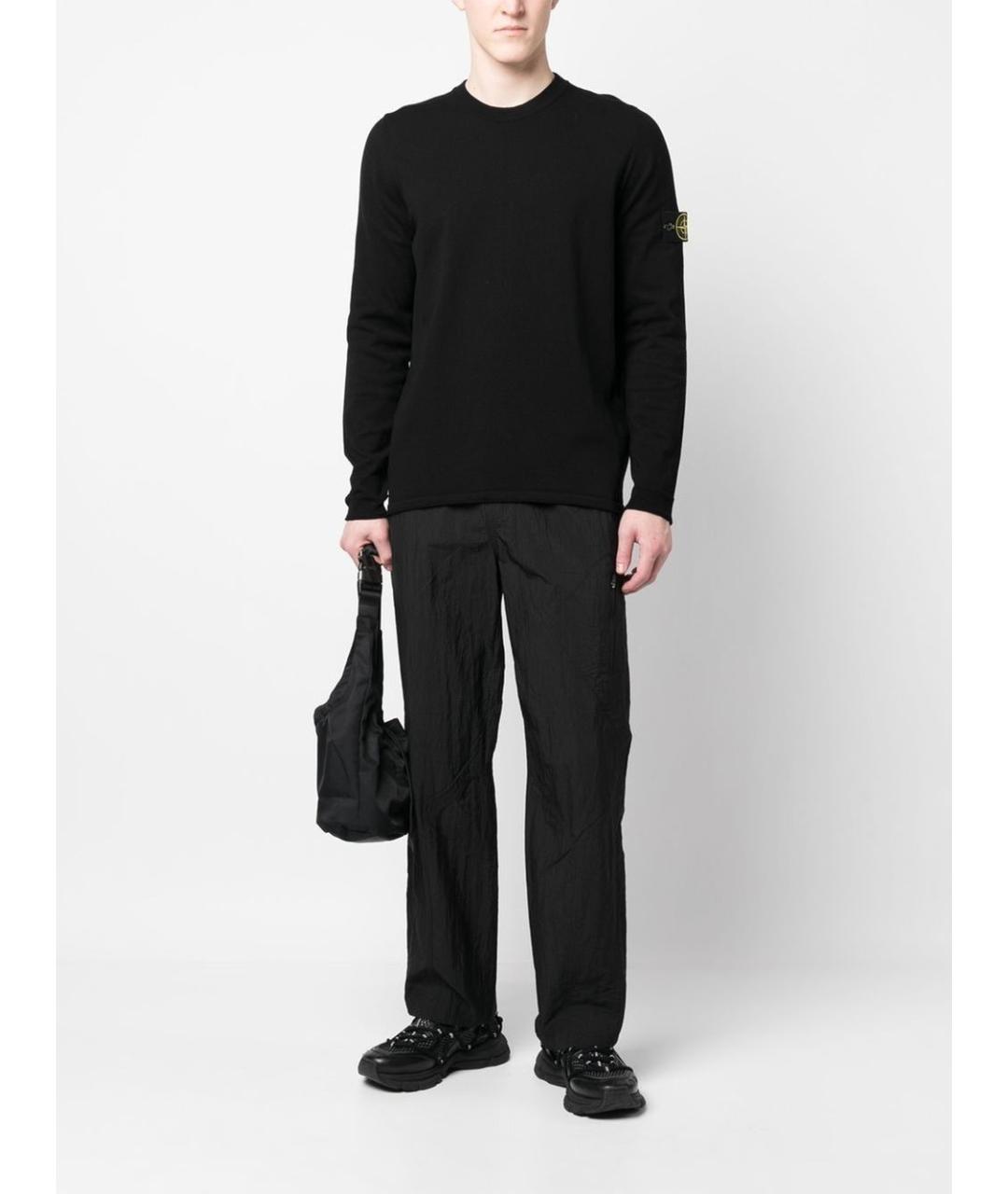 STONE ISLAND Черный хлопковый джемпер / свитер, фото 3