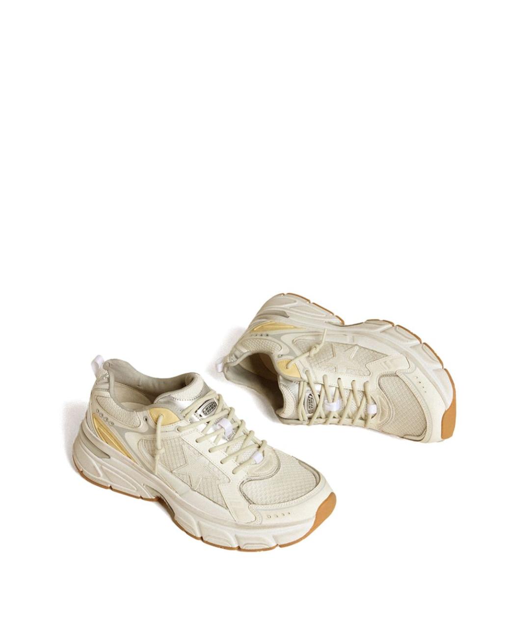 GOLDEN GOOSE DELUXE BRAND Бежевые кожаные низкие кроссовки / кеды, фото 3