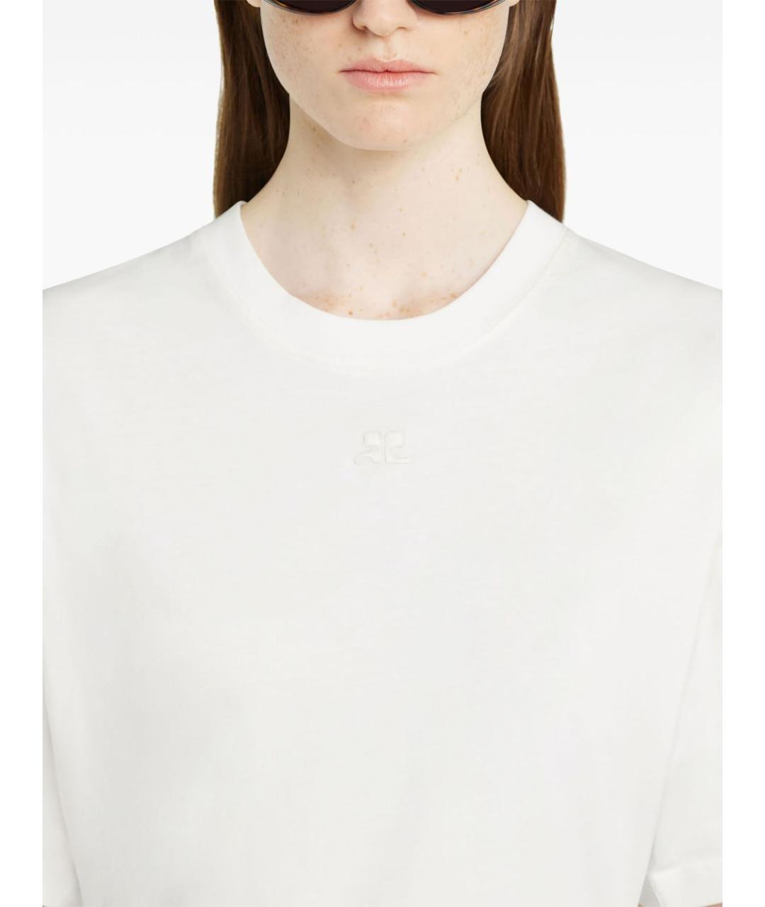 COURREGES Белая хлопковая футболка, фото 2