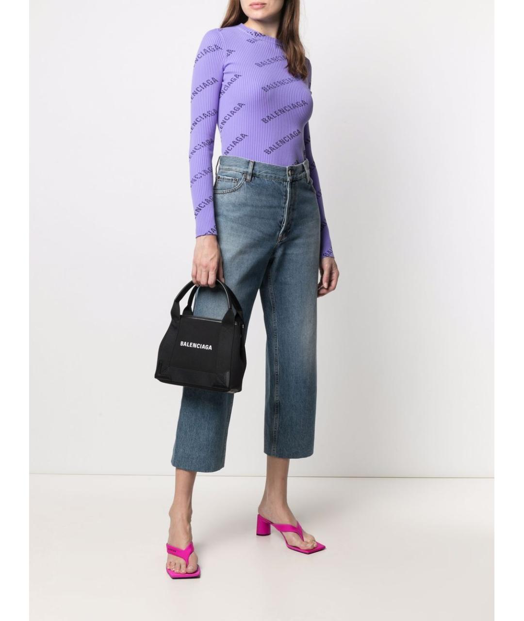 BALENCIAGA Черная тканевая сумка тоут, фото 3