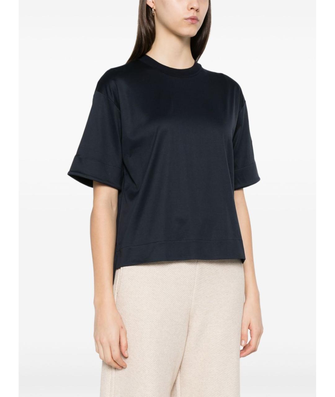 MAX MARA Темно-синяя хлопковая футболка, фото 4