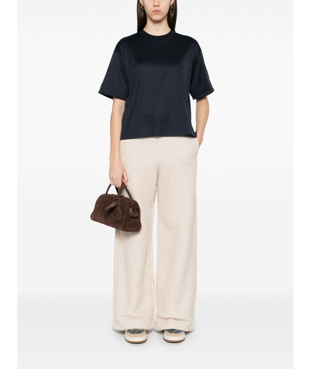 MAX MARA Темно-синяя хлопковая футболка, фото 2