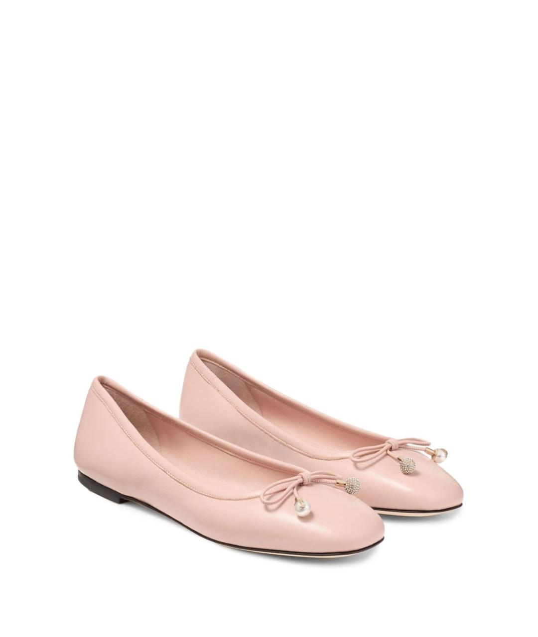 JIMMY CHOO Розовые кожаные балетки, фото 4