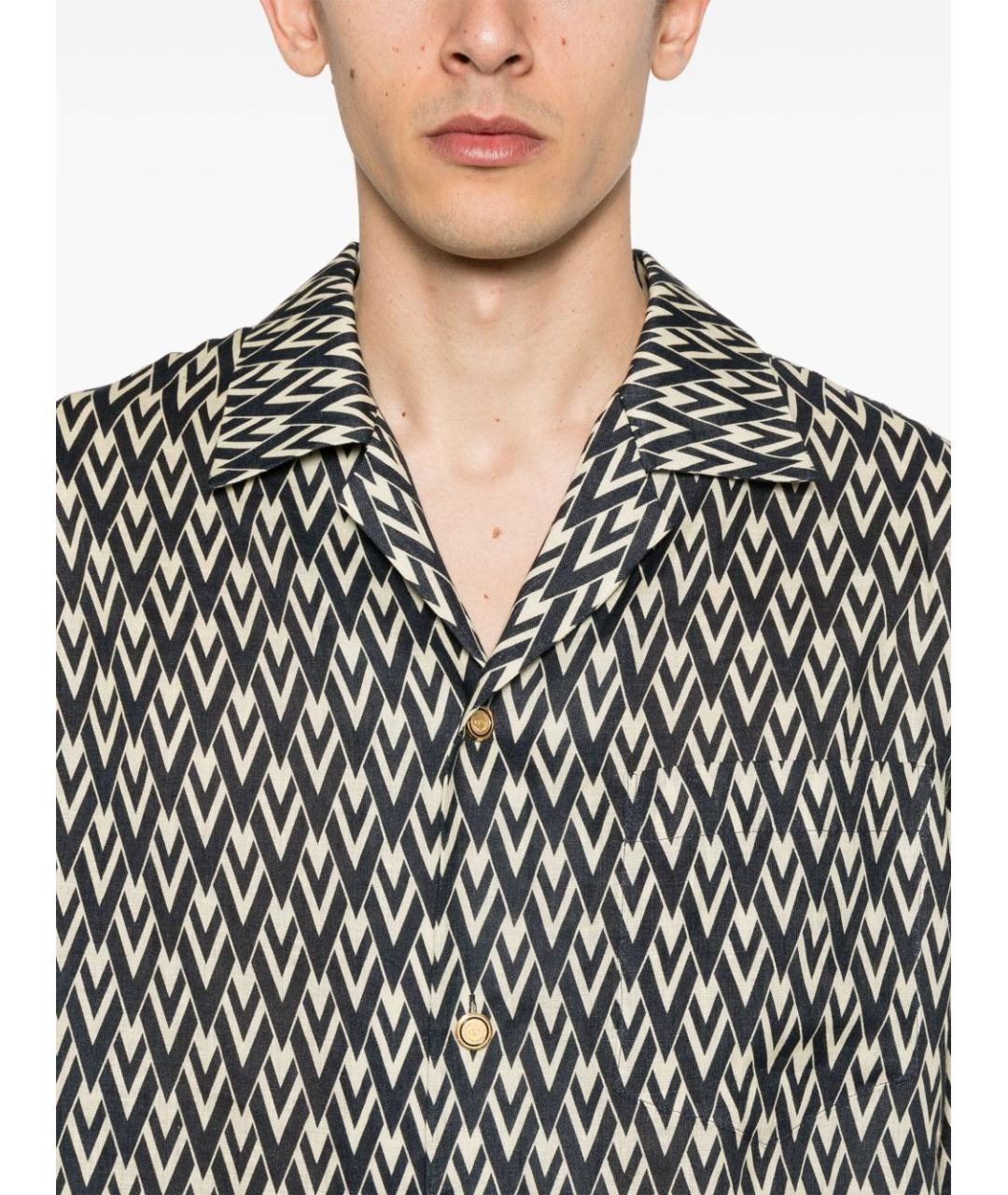 VALENTINO Черная льняная кэжуал рубашка, фото 4