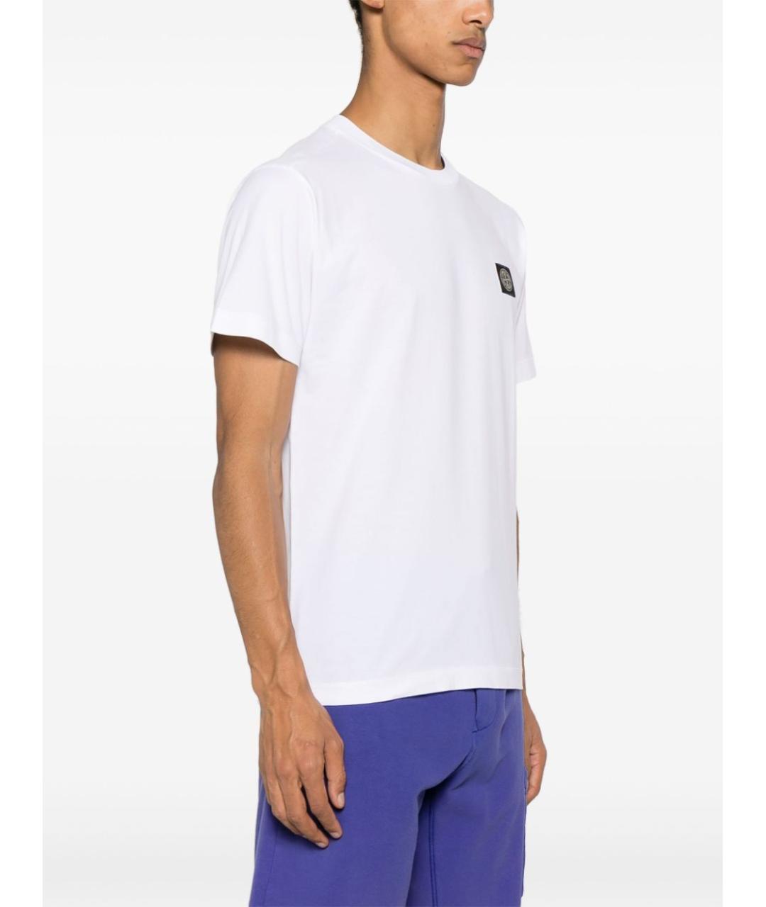 STONE ISLAND Белая хлопковая футболка, фото 4