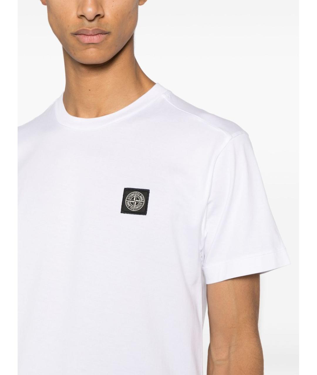 STONE ISLAND Белая хлопковая футболка, фото 3