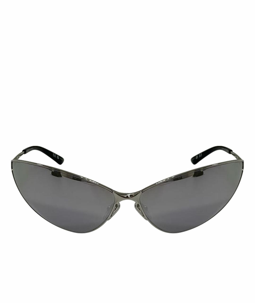 BALENCIAGA Серебряные металлические солнцезащитные очки, фото 1