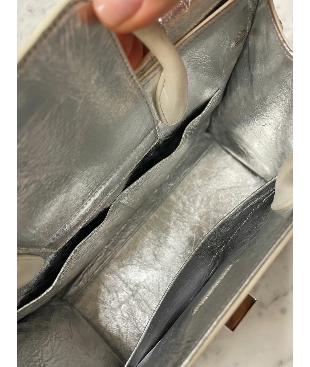 CHRISTIAN DIOR PRE-OWNED Серебряная кожаная сумка тоут, фото 6