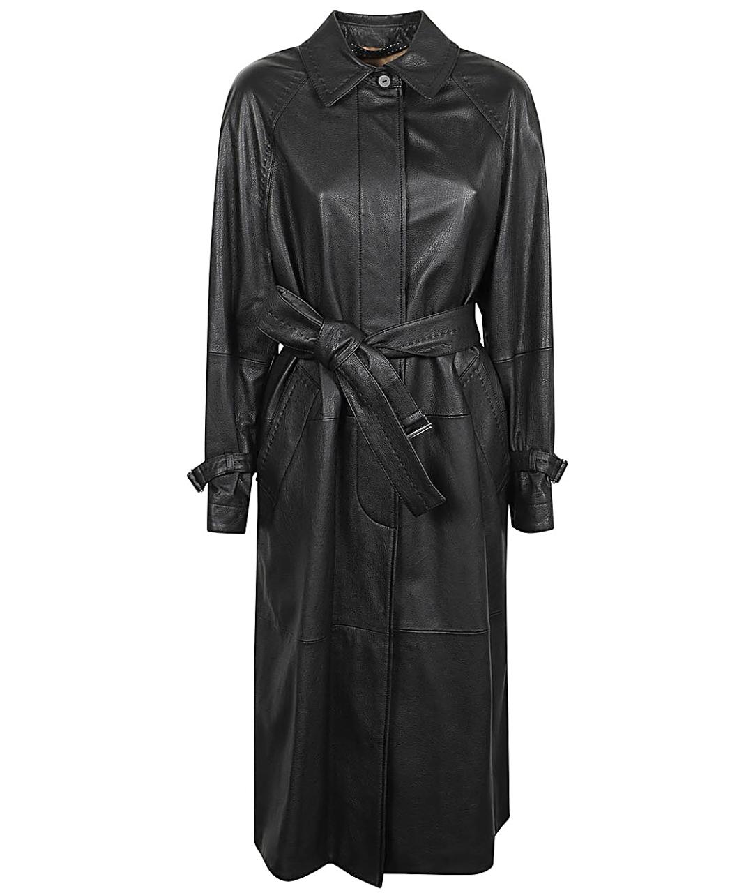 MAX MARA Черное кожаное пальто, фото 1