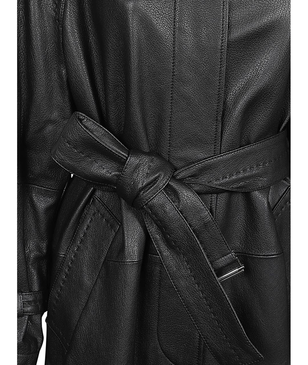 MAX MARA Черное кожаное пальто, фото 3